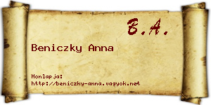 Beniczky Anna névjegykártya
